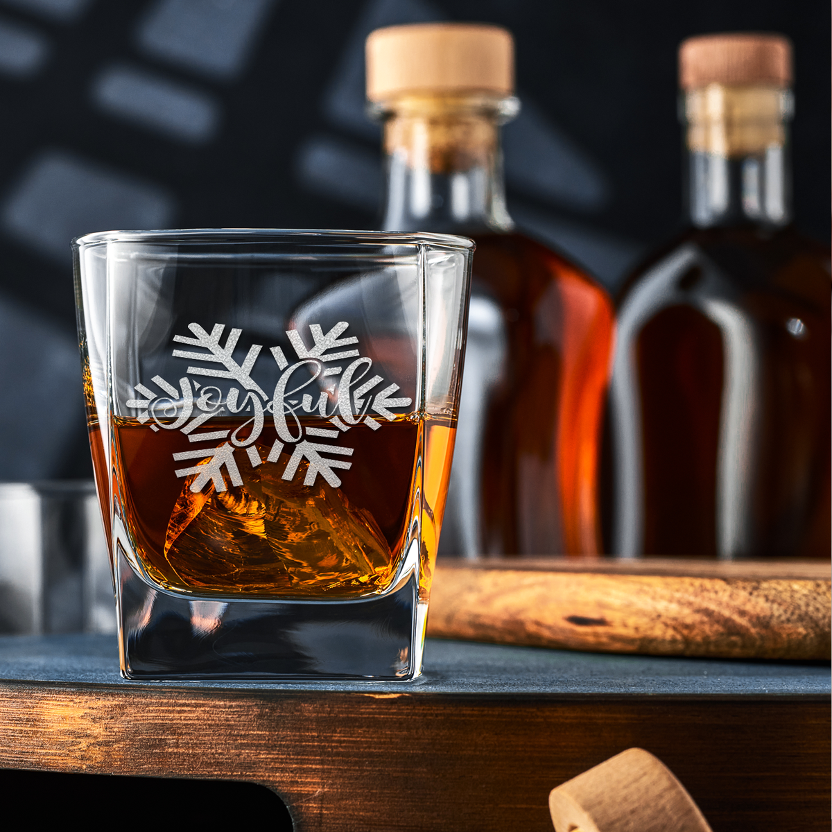 Joyful Snow Flake 12oz Double Old Fashioned Glass