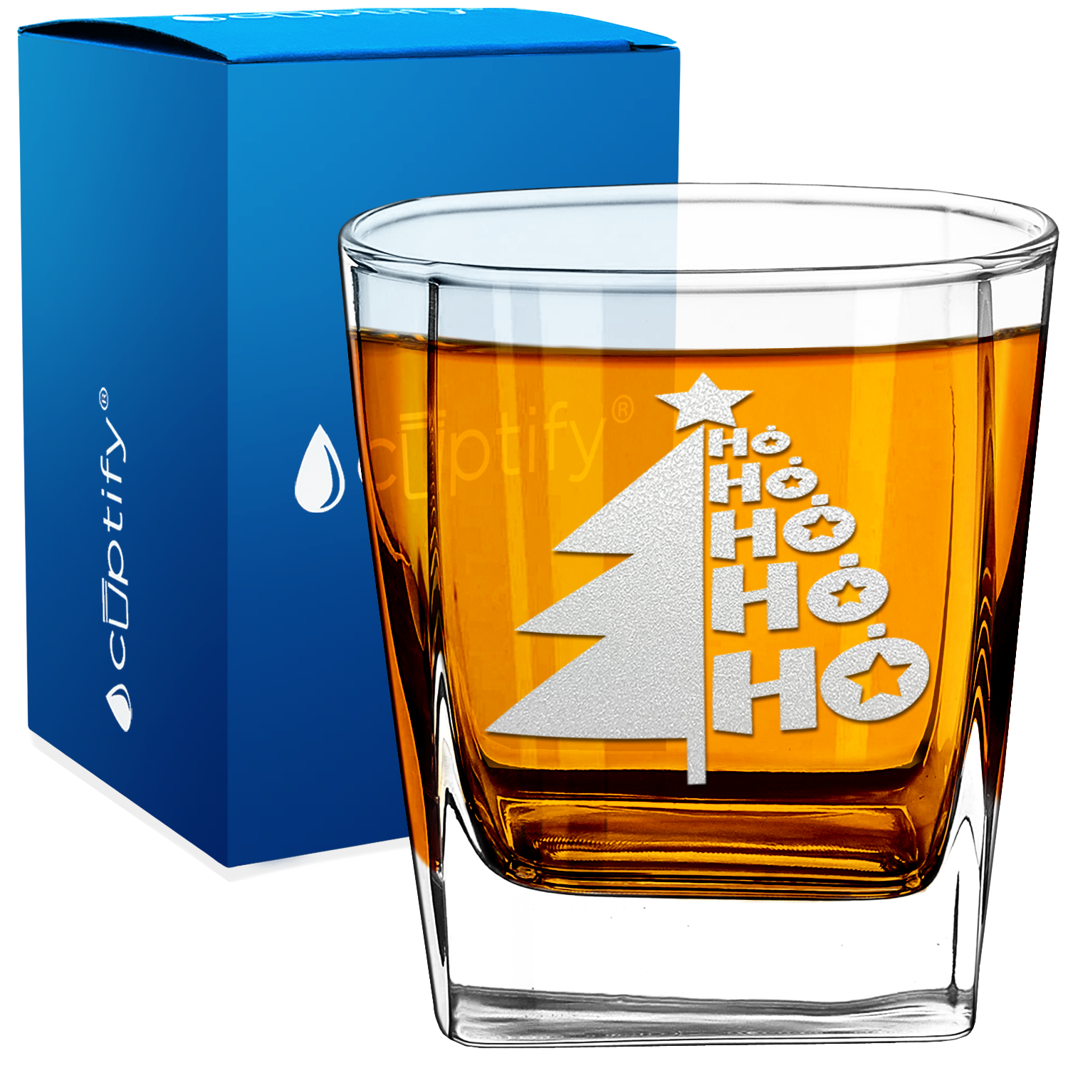 Ho Ho Ho Christmas Tree 12oz Double Old Fashioned Glass