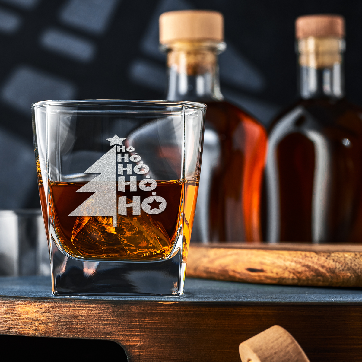 Ho Ho Ho Christmas Tree 12oz Double Old Fashioned Glass