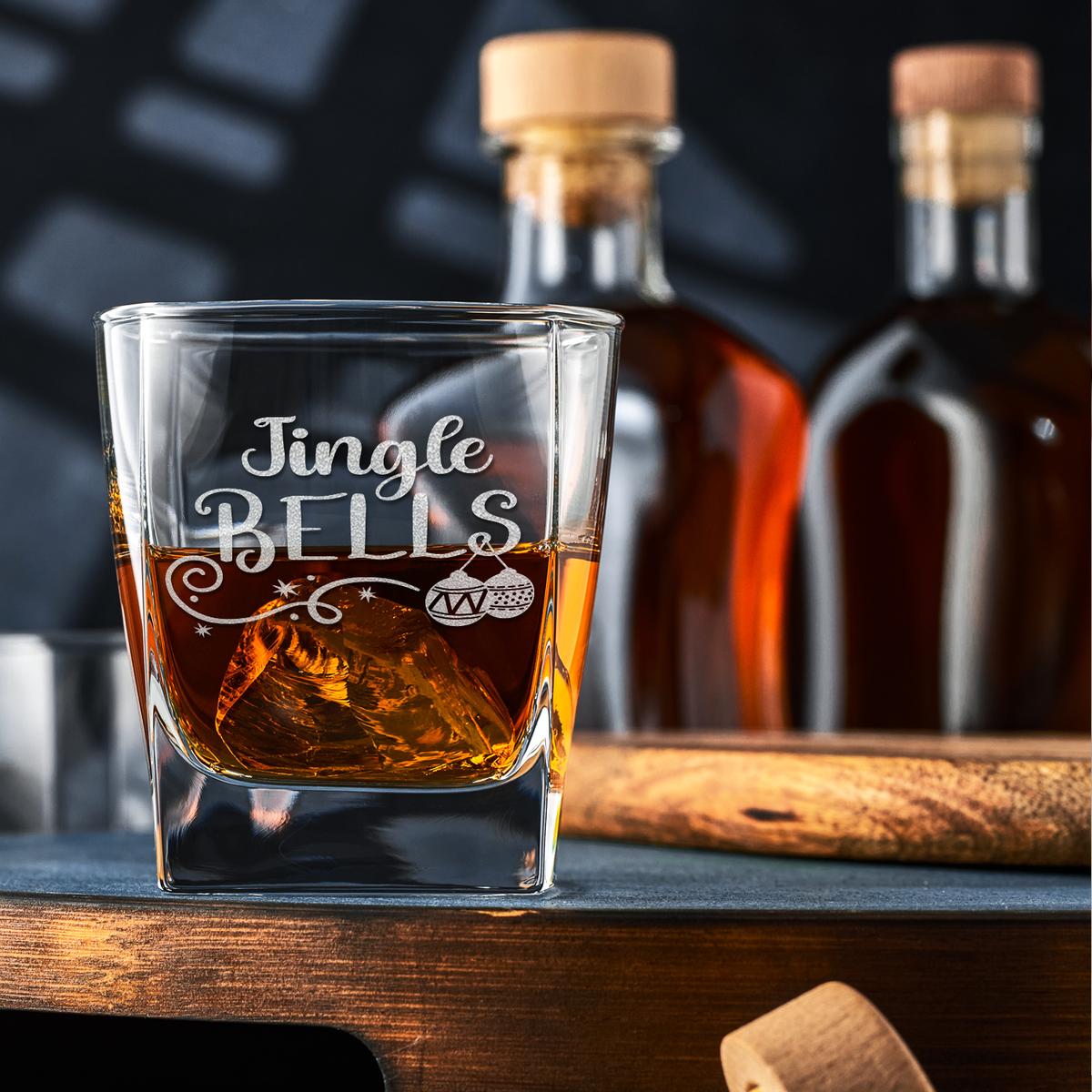 Jingle Bells 12oz Double Old Fashioned Glass