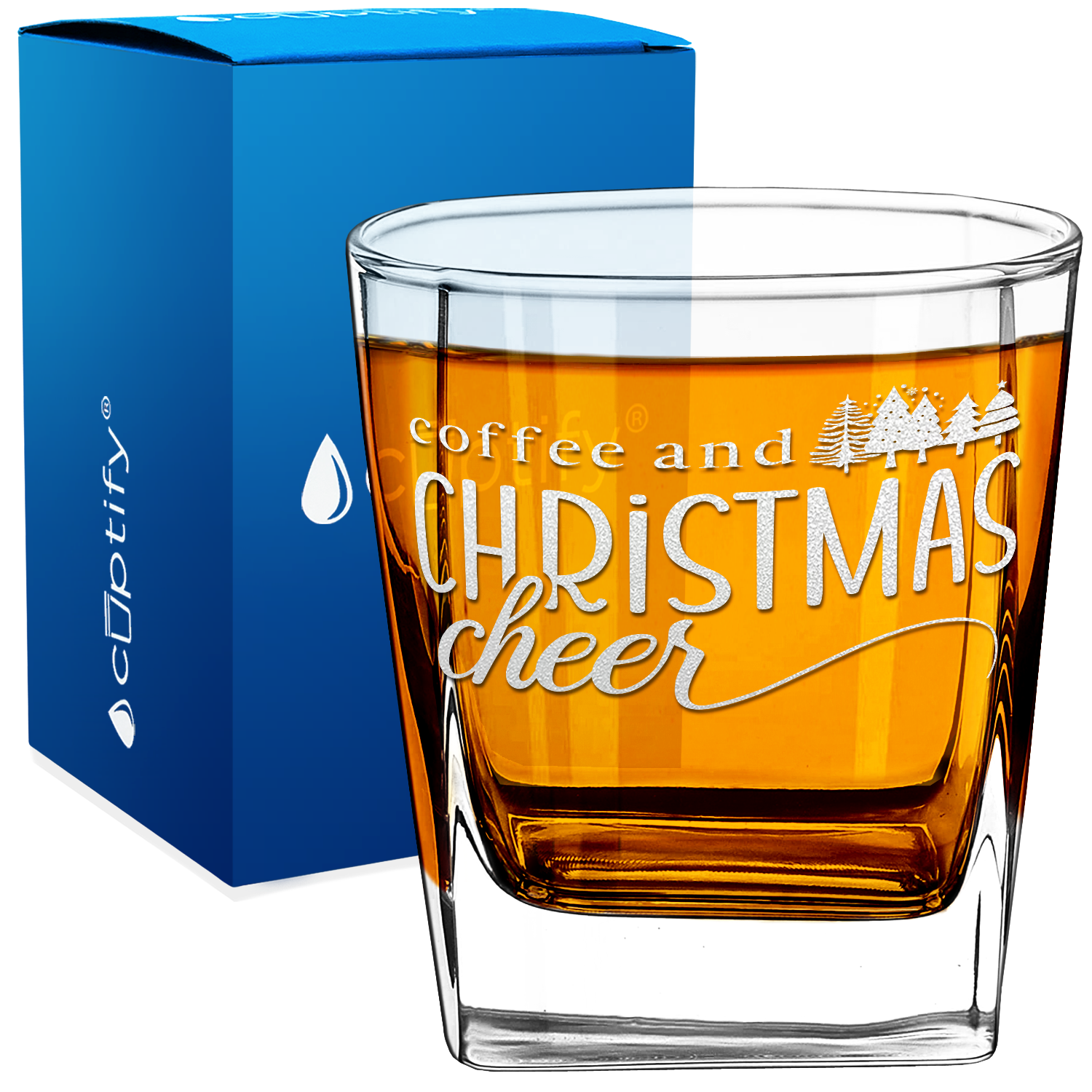 Coffee And Christmas Cheer 12oz Double Old Fashioned Glass