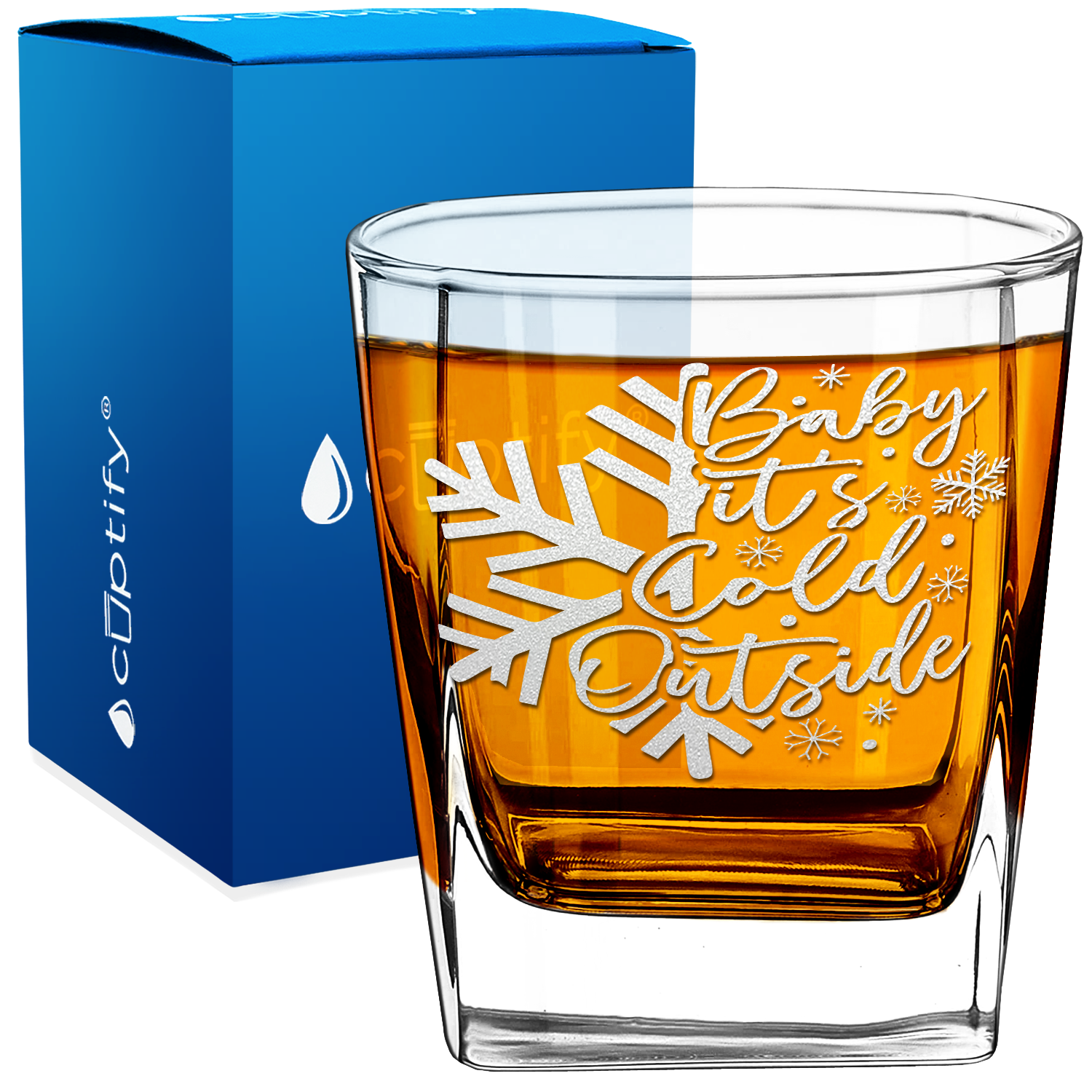 Baby Its Cold Outside Snowflake 12oz Double Old Fashioned Glass