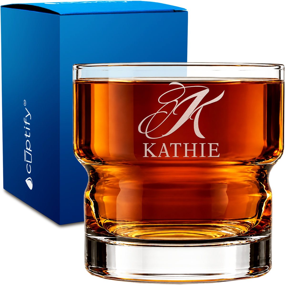 Script Monogram Initial and Name 12oz Newton Whiskey Glass
