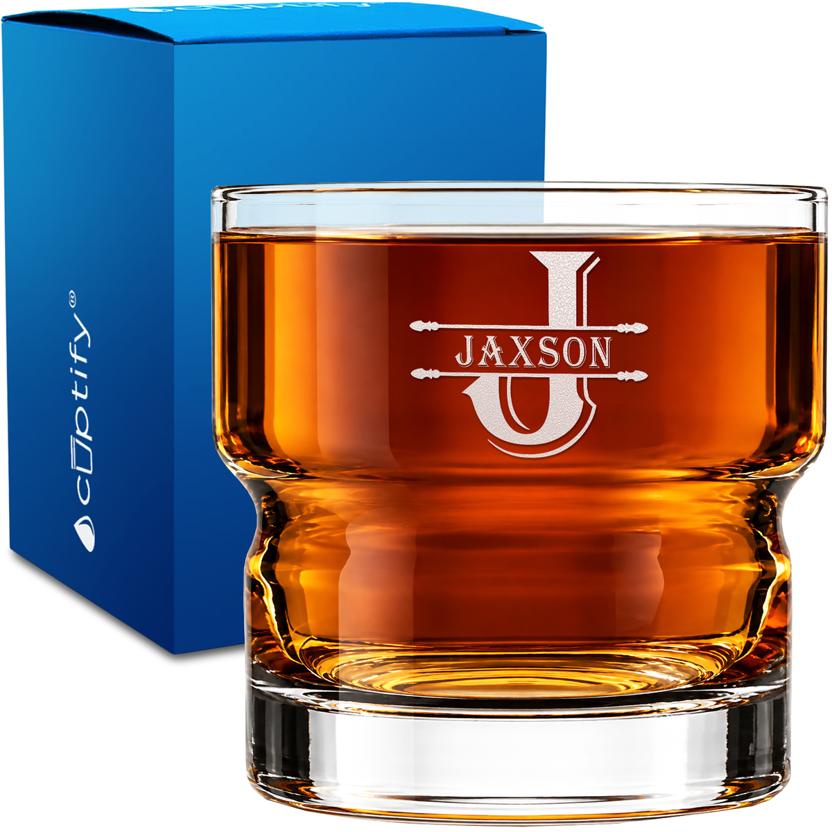 Personalized Initial Block Whiskey Glass