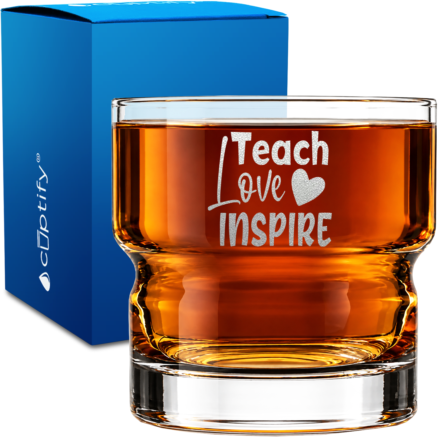 Teach Love Inspire on 12oz Newton Whiskey Glass
