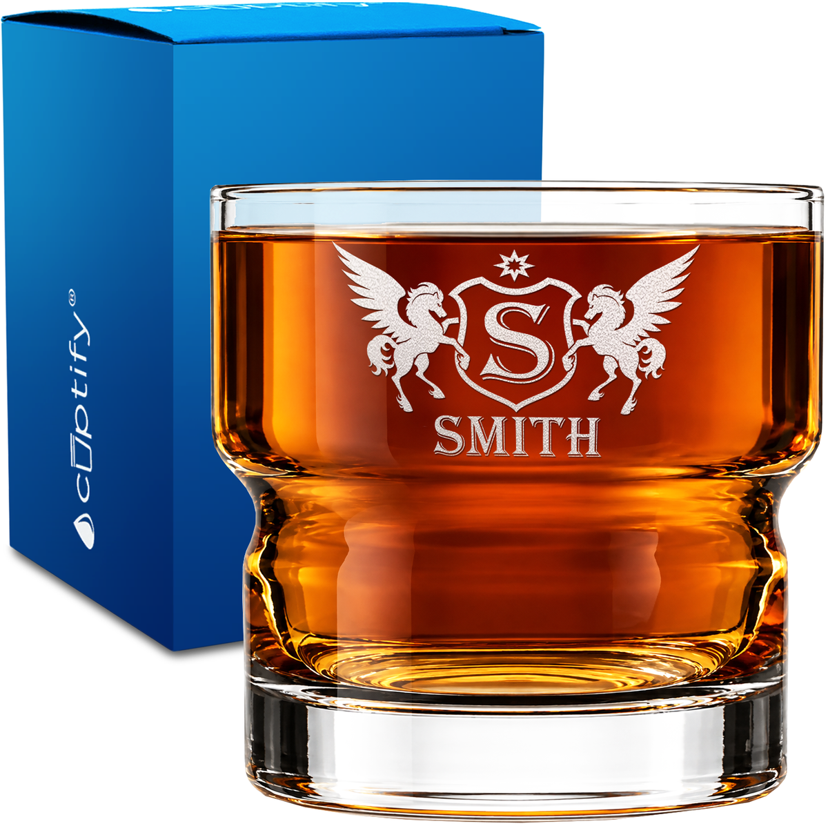 Personalized Celestial Pegasus Monogram 12oz Newton Whiskey Glass