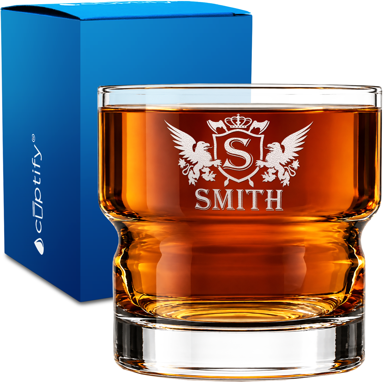 Personalized Griffin Family Coat of Arms 12oz Newton Whiskey Glass