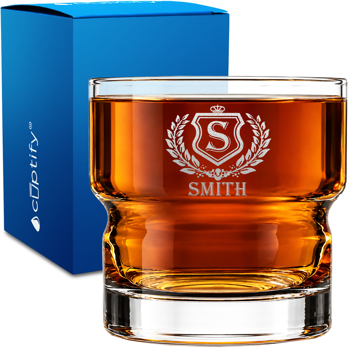 Legacy Shield Family Crest 12oz Newton Whiskey Glass