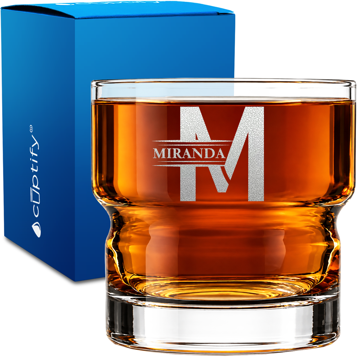 Modern Initial Monogram 12oz Newton Whiskey Glass