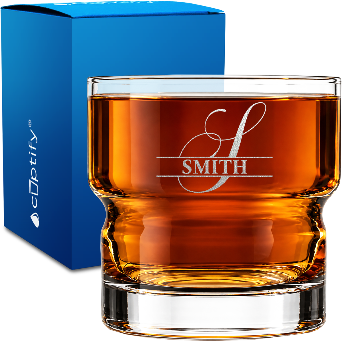 Elegant Letter Monogram 12oz Newton Whiskey Glass