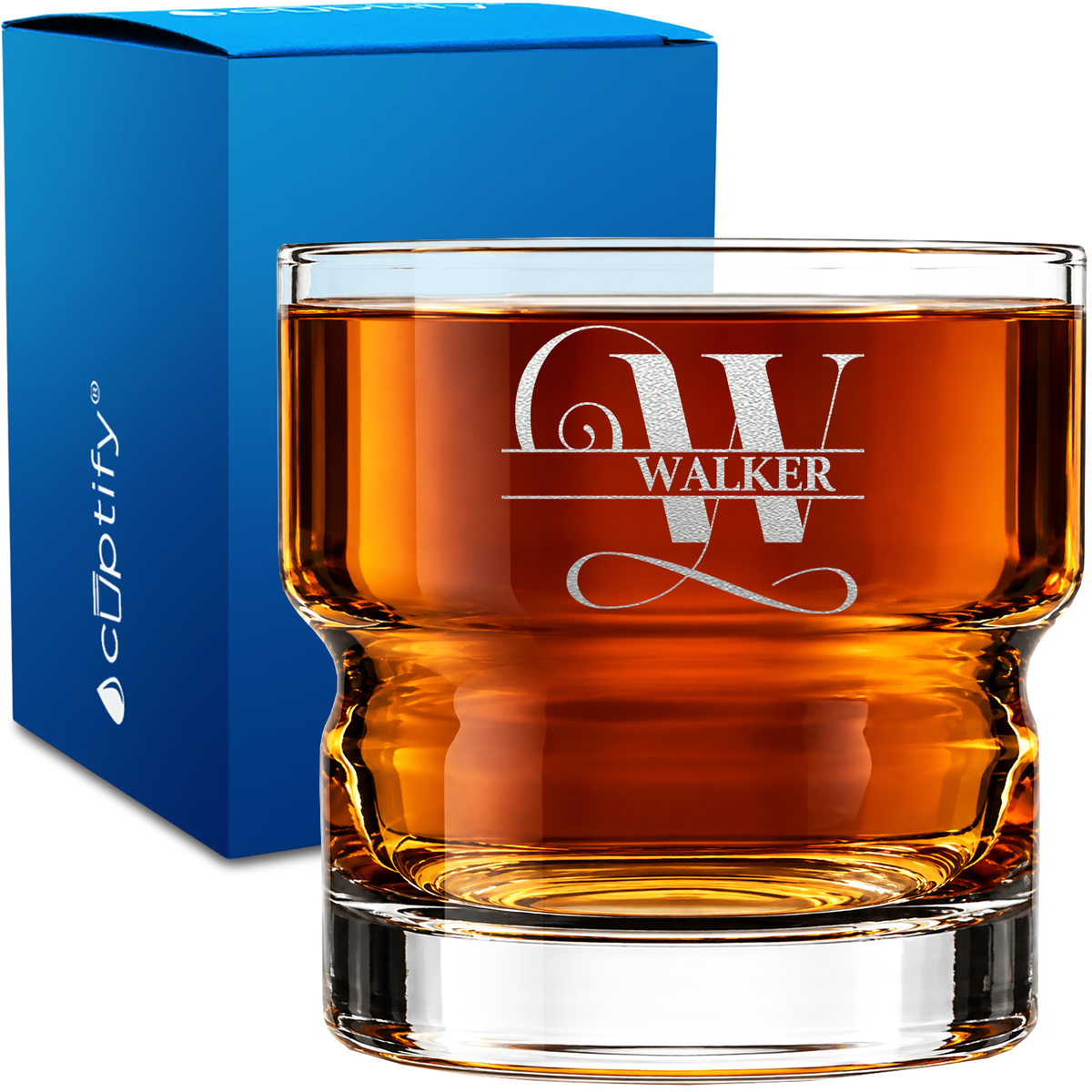 Calligraphy Swash Monogram 12oz Newton Whiskey Glass