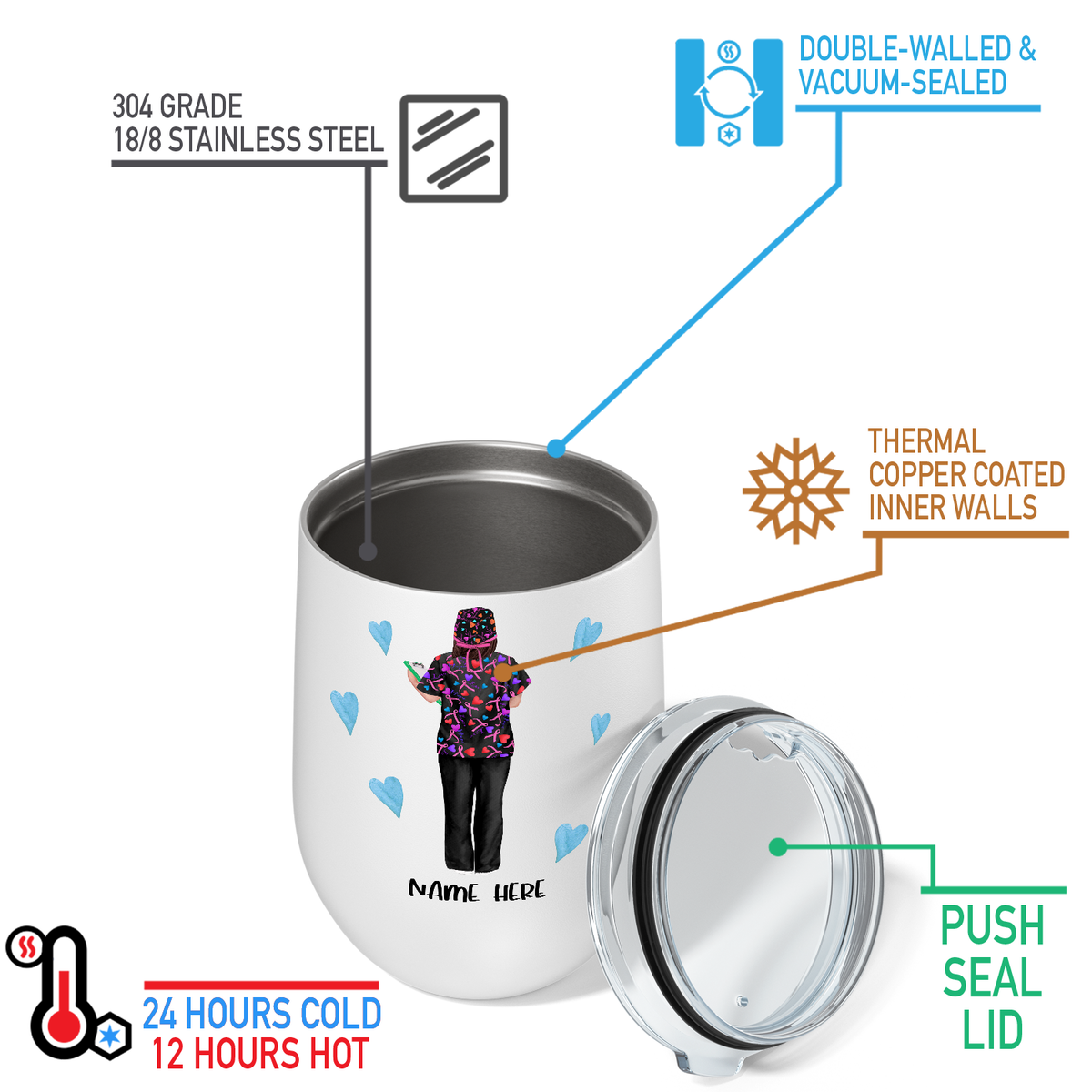 Personalized Nurse Life is The Best Life 12oz Nurse Wine Tumbler