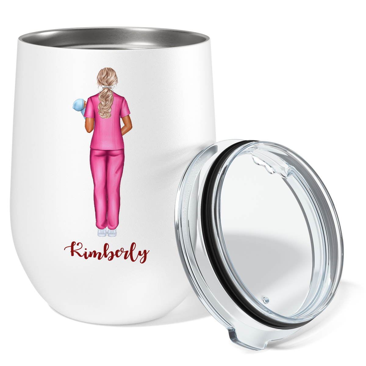 Personalized Pediatric Nurse 12oz Nurse Wine Tumbler