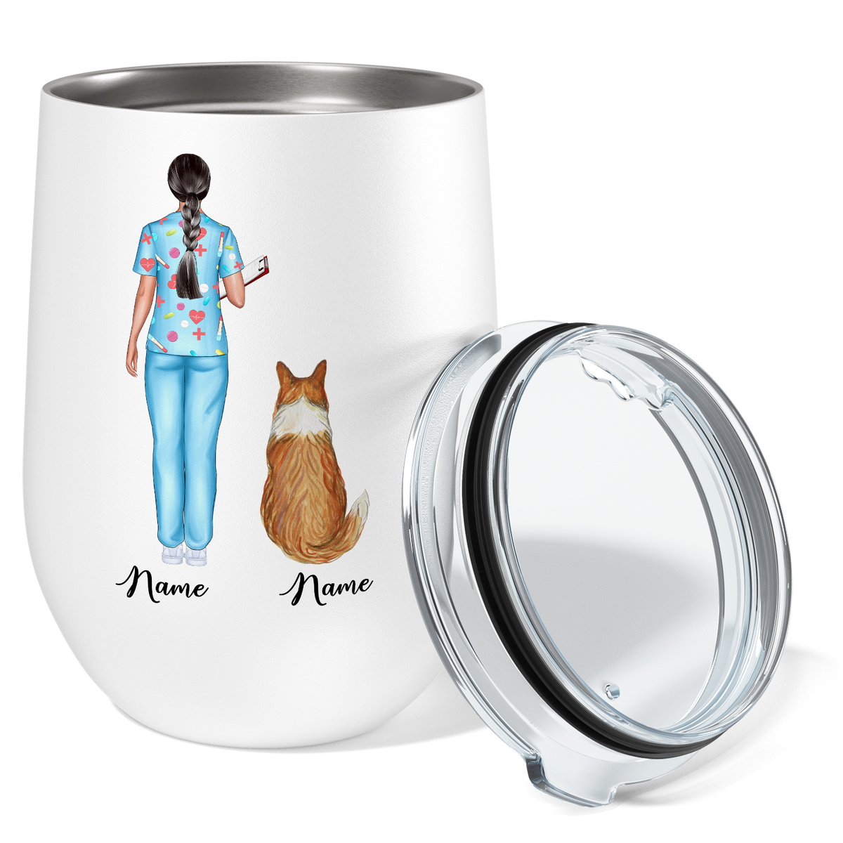Personalized Wide Dog Mom Nurse 12oz Nurse Wine Tumbler
