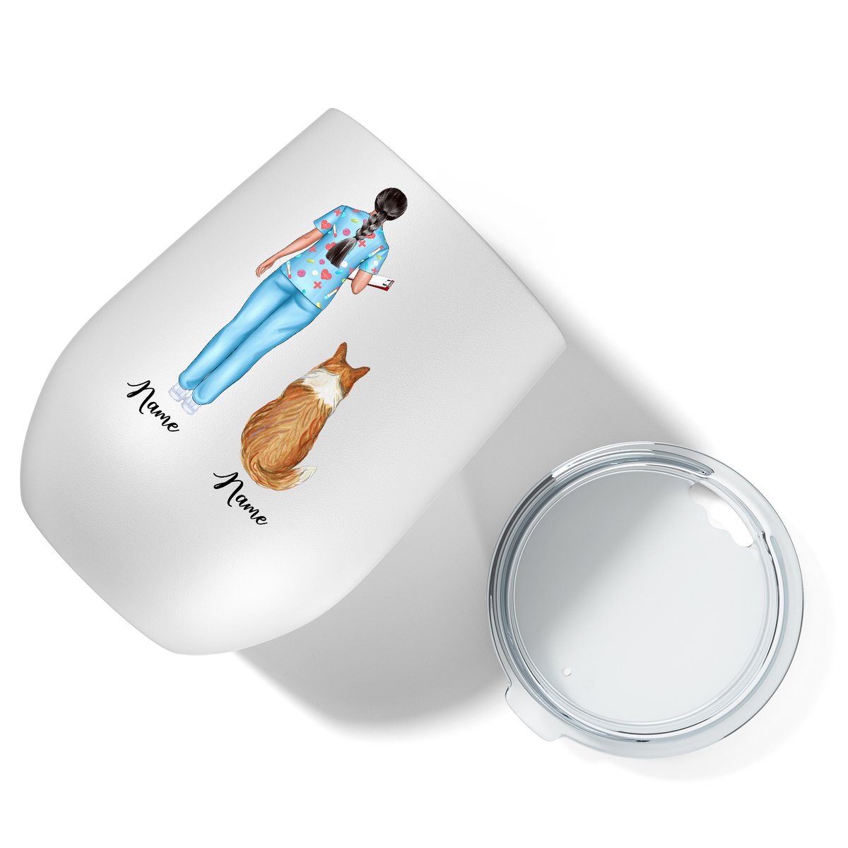 Personalized Wide Dog Mom Nurse 12oz Nurse Wine Tumbler