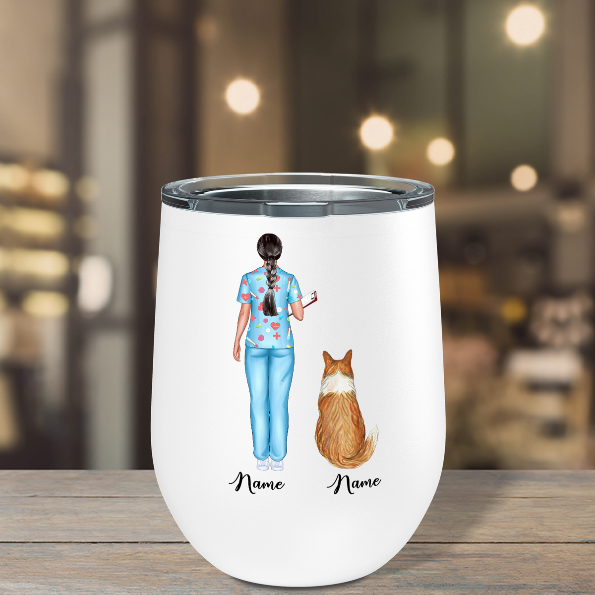 Personalized Wide Dog Mom Nurse 12oz Nurse Wine Tumbler