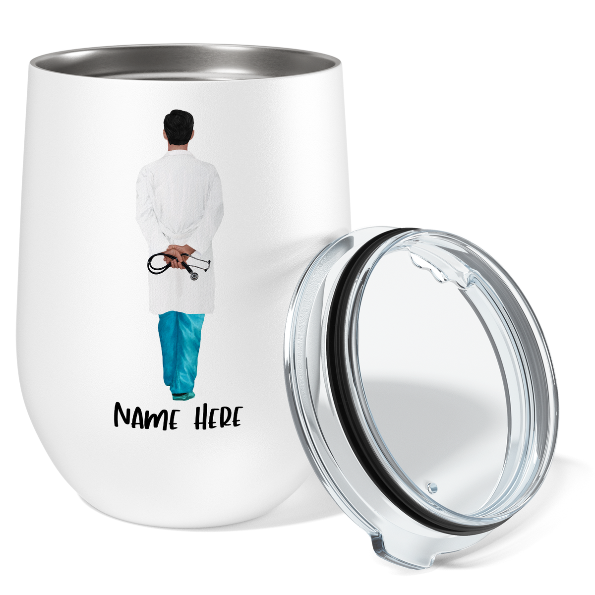 Personalized Not All Angels Have Wings Some Have Stethoscopes 12oz Wine Tumbler