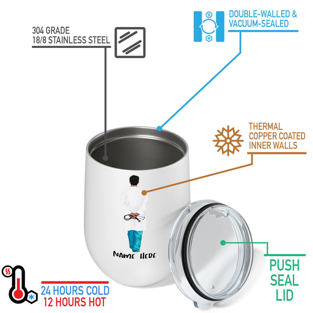 Personalized Not All Angels Have Wings Some Have Stethoscopes 12oz Wine Tumbler