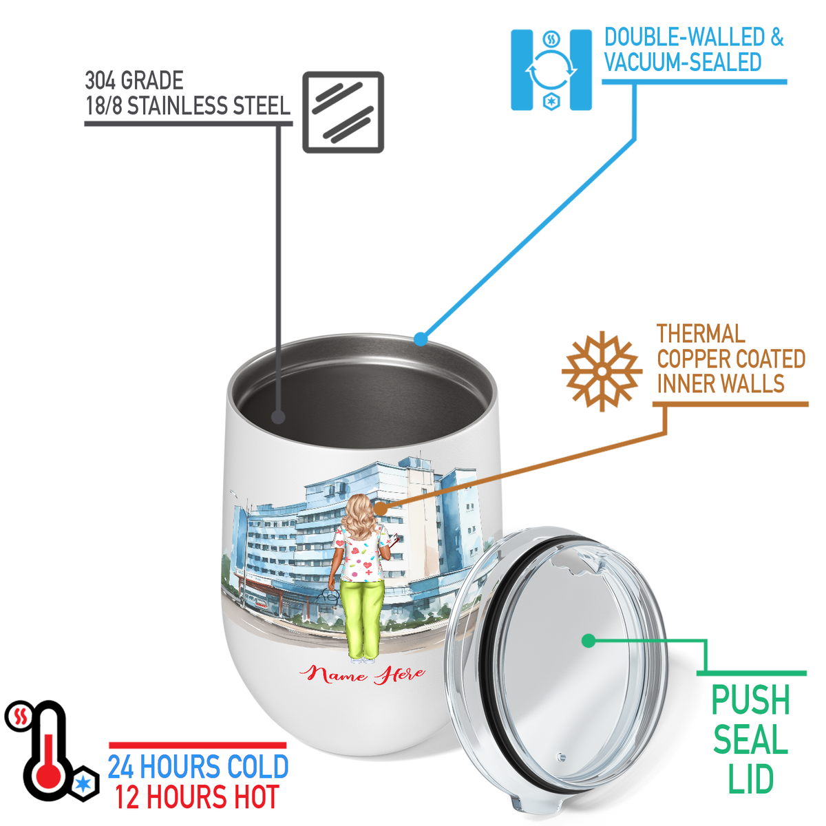 Personalized But Did You Die #NurseLife 12oz Nurse Wine Tumbler