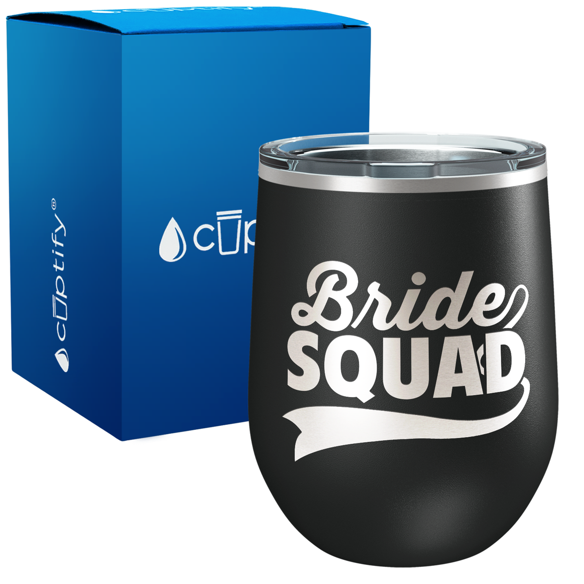Bride Squad Swoosh 12oz Bridal Shower Wine Tumbler