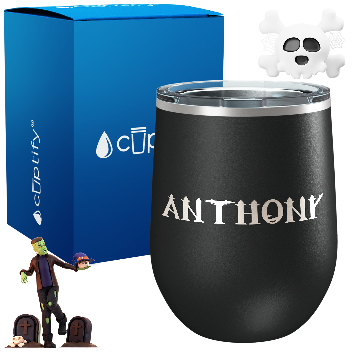 Personalized Creepy Style 12oz Halloween Wine Tumbler