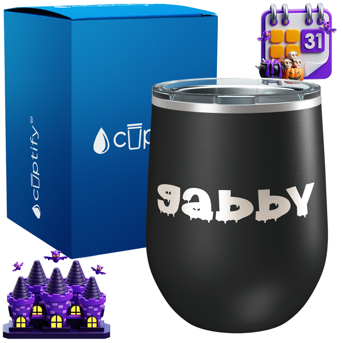 Personalized Haunted Style 12oz Halloween Wine Tumbler