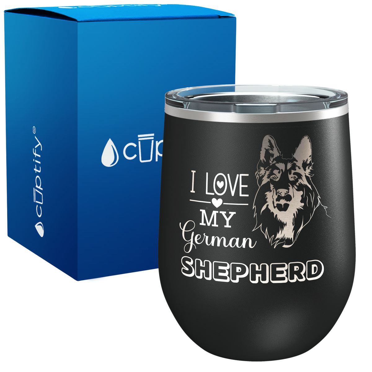 I Love my German Shepherd 12oz Dog Wine Tumbler