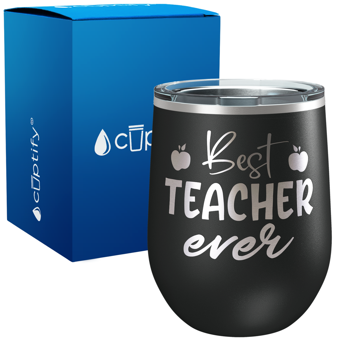 Best Teacher Ever with Apples 12oz Teacher Wine Tumbler