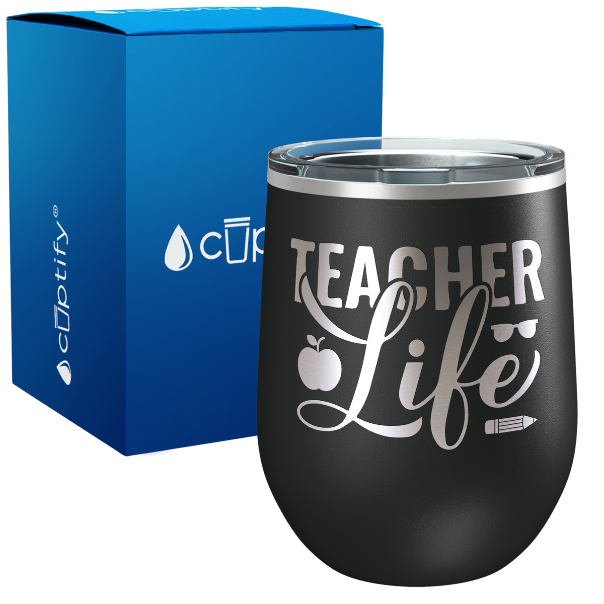 Teacher Life with Pencil 12oz Teacher Wine Tumbler