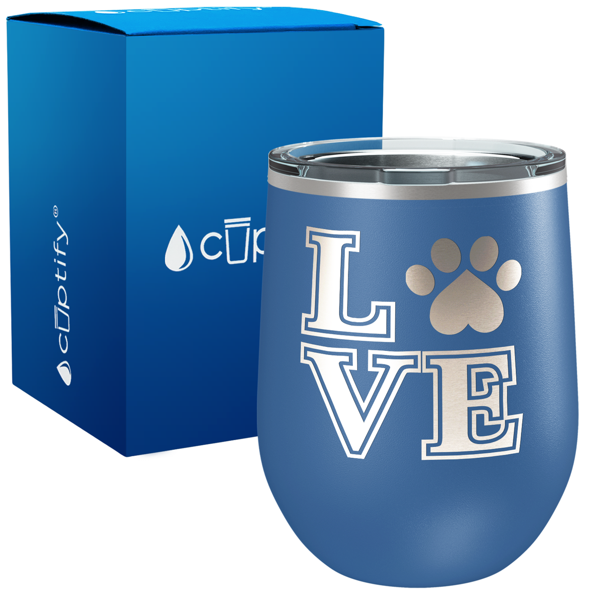 Love Dogs Paw Print 12oz Dog Wine Tumbler