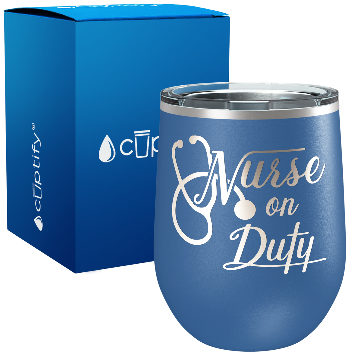 Nurse on Duty with Stethoscope 12oz Nurse Wine Tumbler