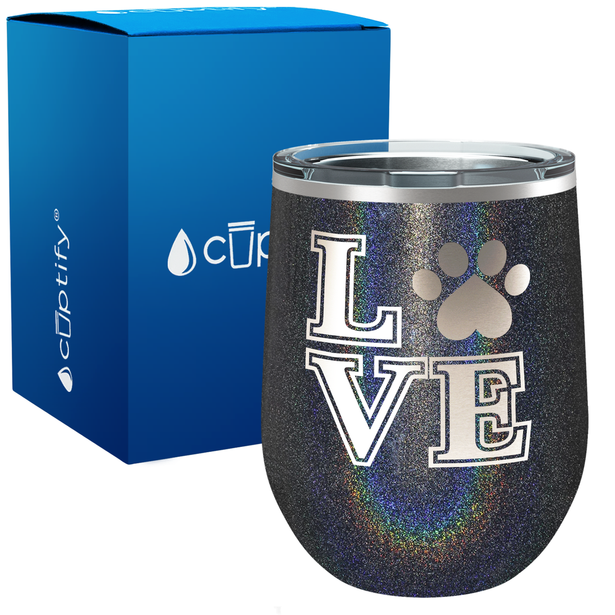 Love Dogs Paw Print 12oz Dog Wine Tumbler