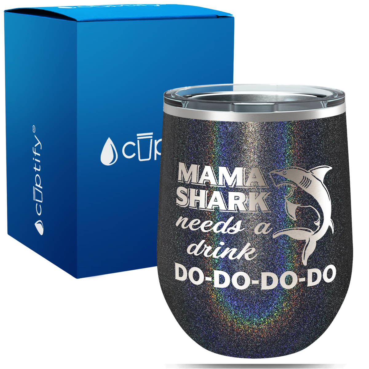 Mama Shark Needs a Drink Do-Do-Do-Do 12oz Stainless Steel Wine Tumbler