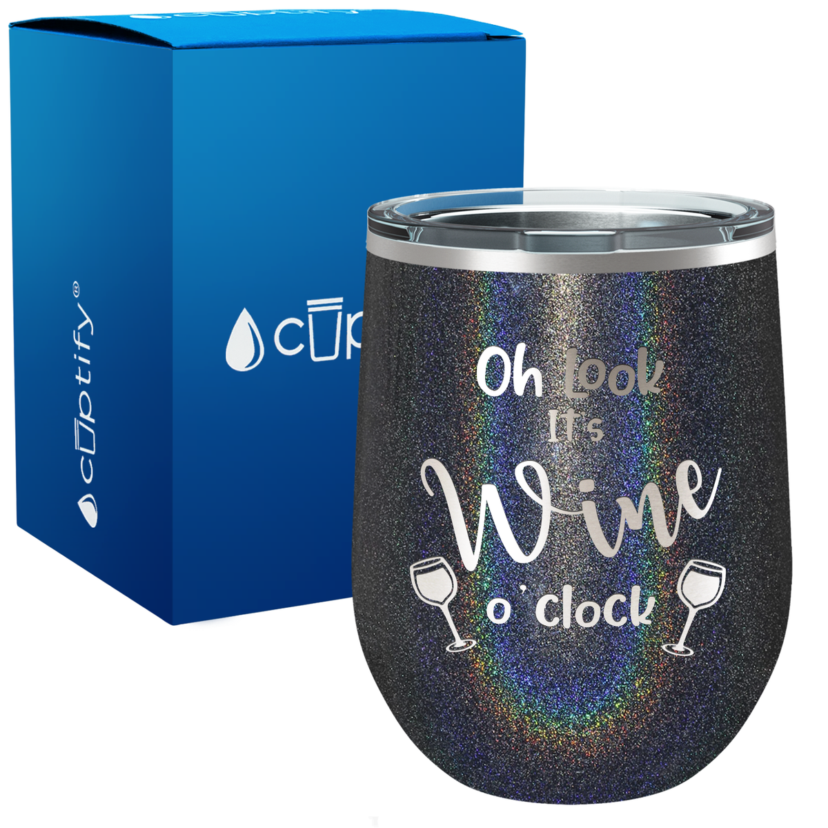 Oh Look It's Wine o'clock Laser Engraved 12 oz Sayings Wine Tumbler