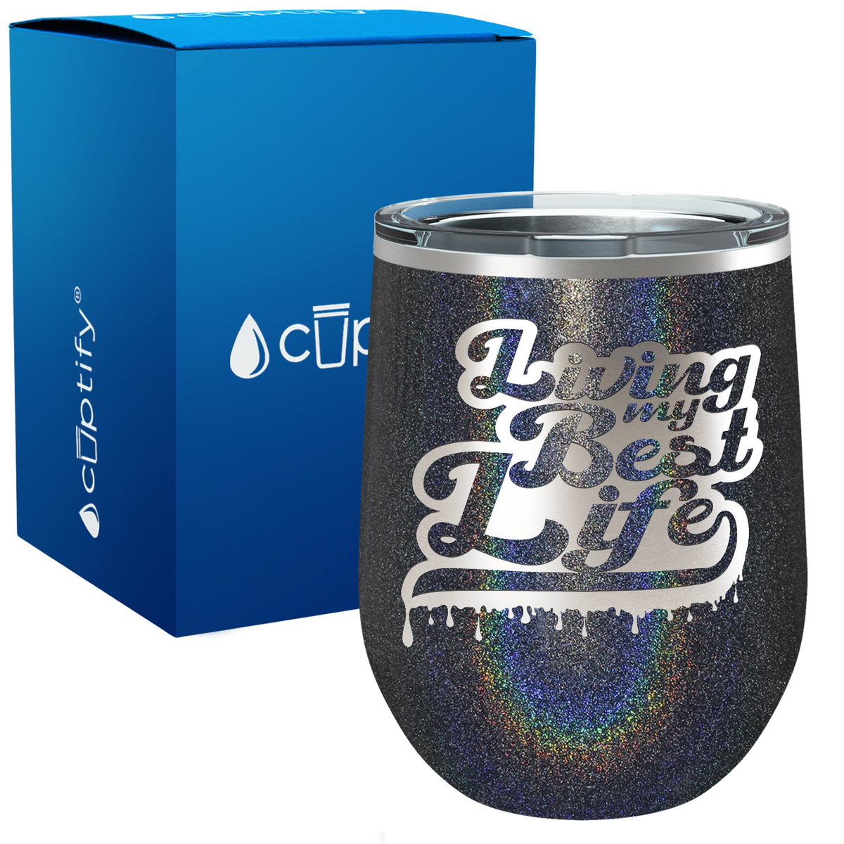 Live my Best Life Ink Dripping 12oz Boss Wine Tumbler