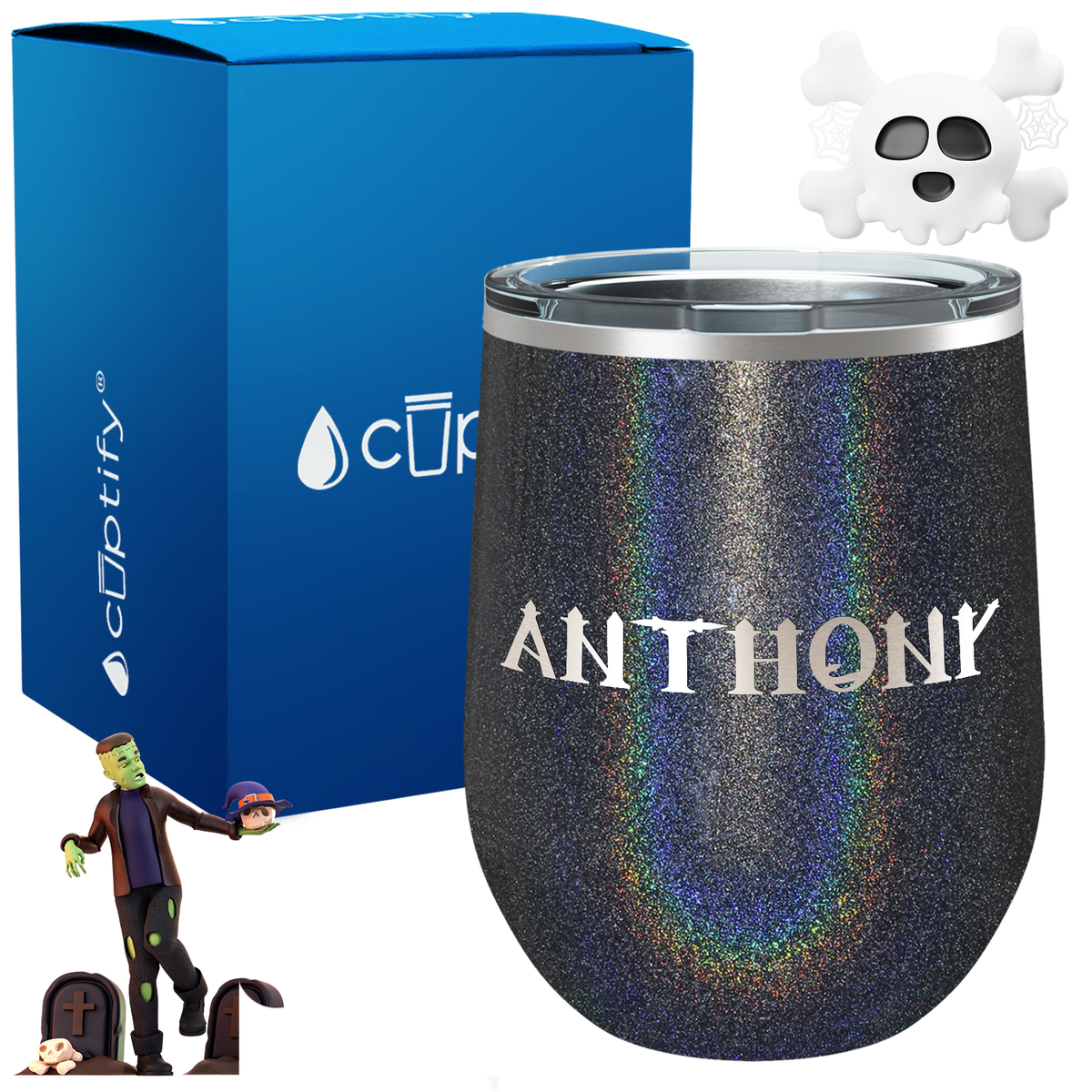 Personalized Creepy Style 12oz Halloween Wine Tumbler