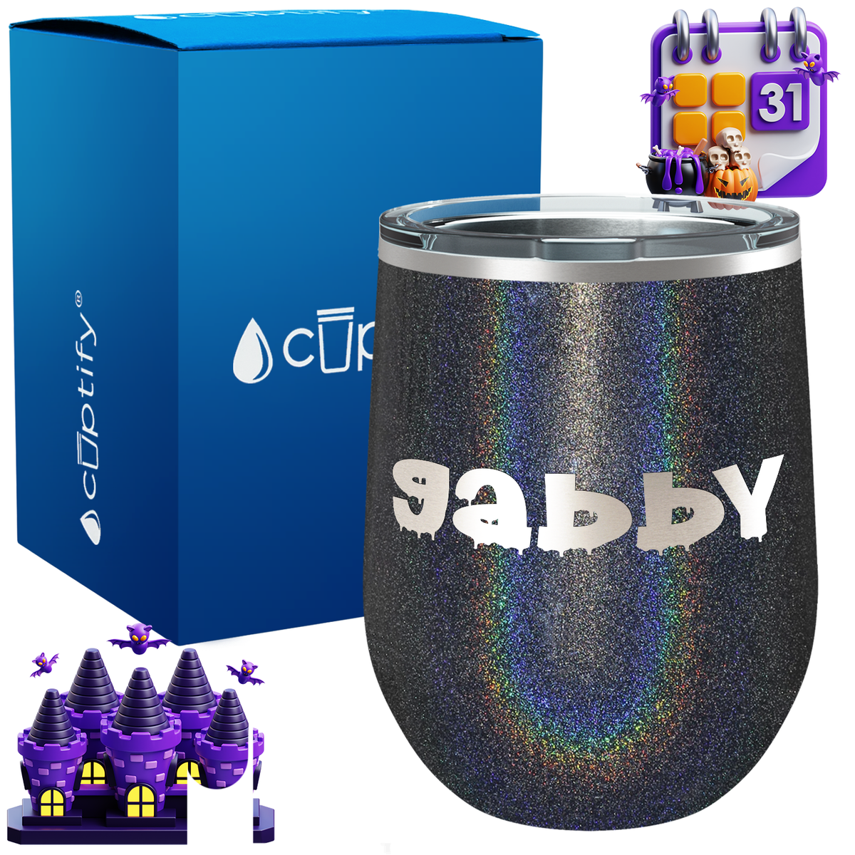 Personalized Haunted Style 12oz Halloween Wine Tumbler