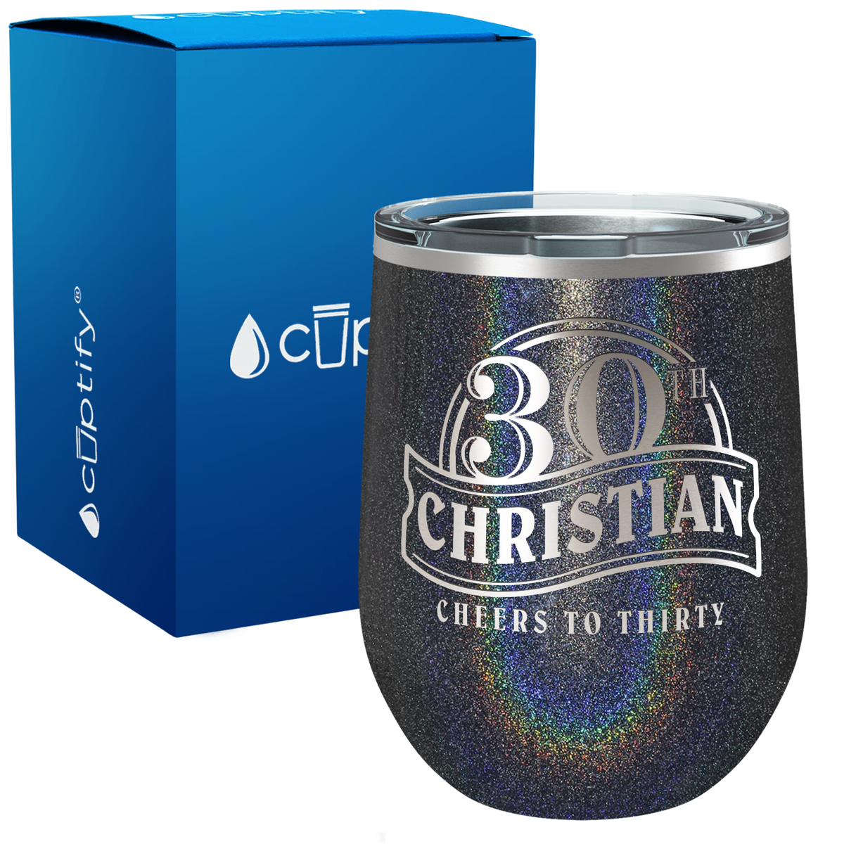 Personalized Cheers to Thirty 12oz Birthday Wine Tumbler