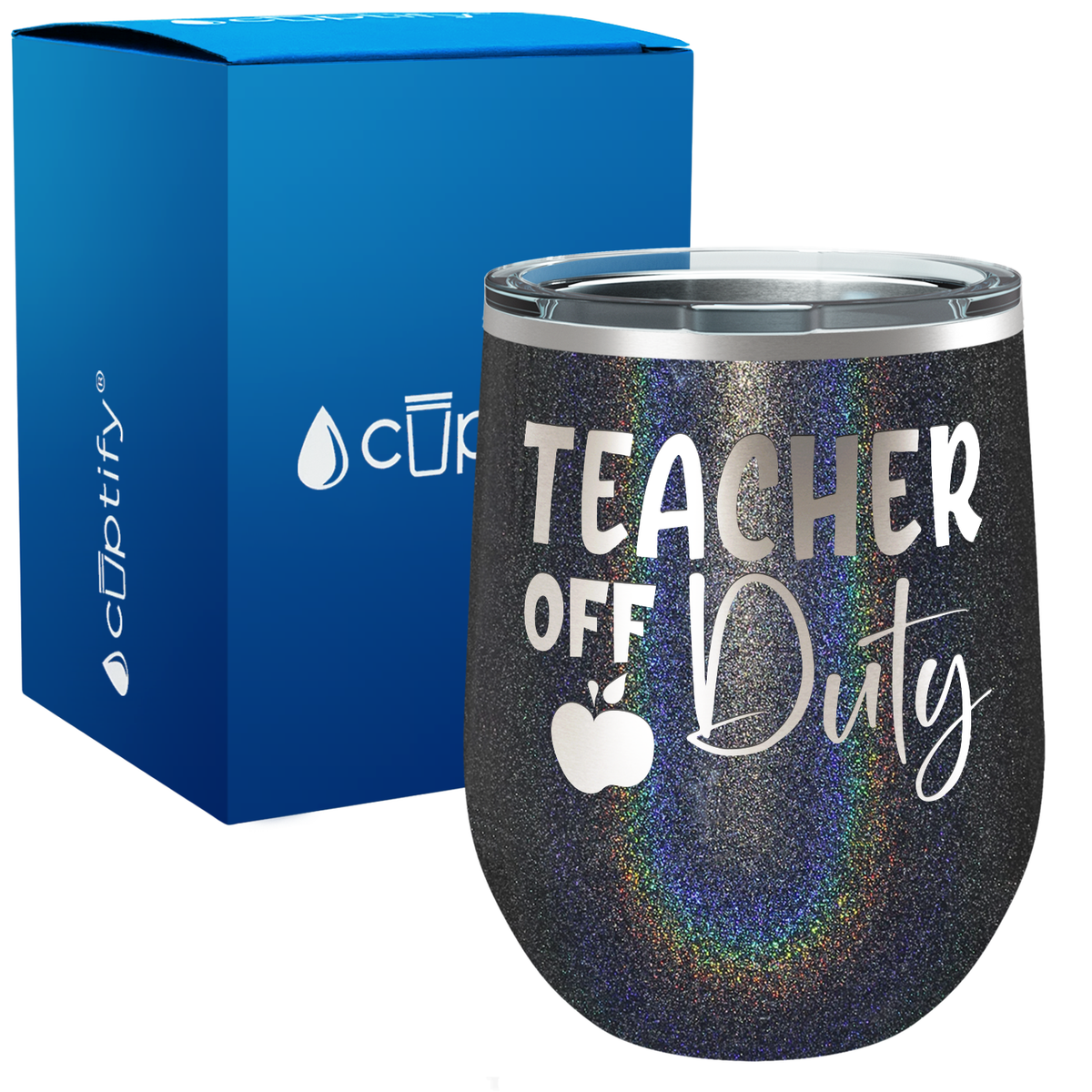 Teacher off Duty with Apple 12oz Teacher Wine Tumbler
