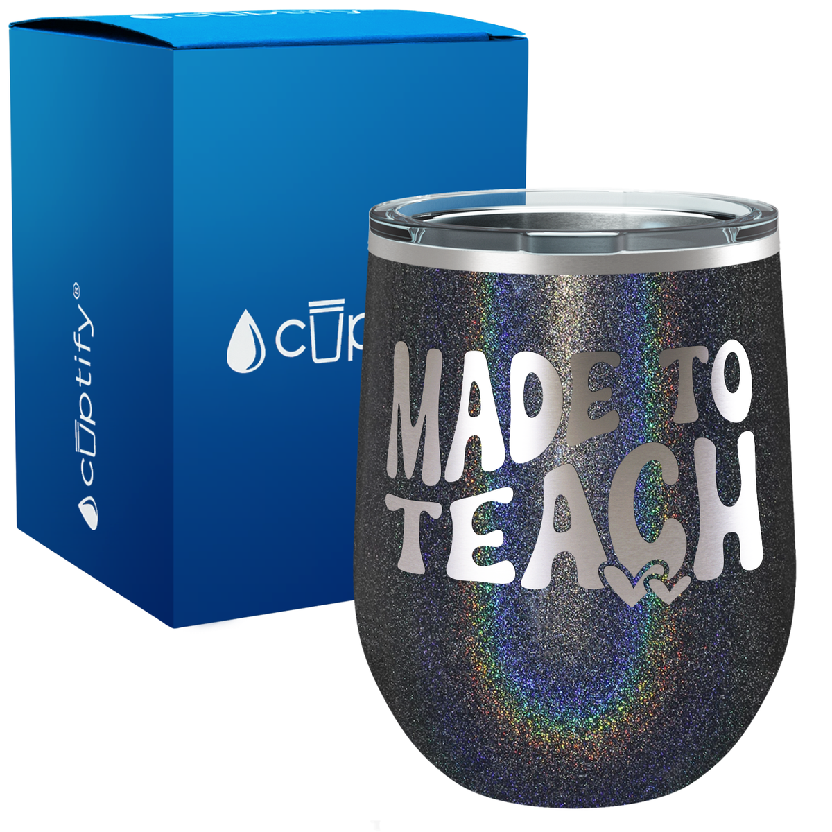 Made to Teach with Hearts 12oz Teacher Wine Tumbler