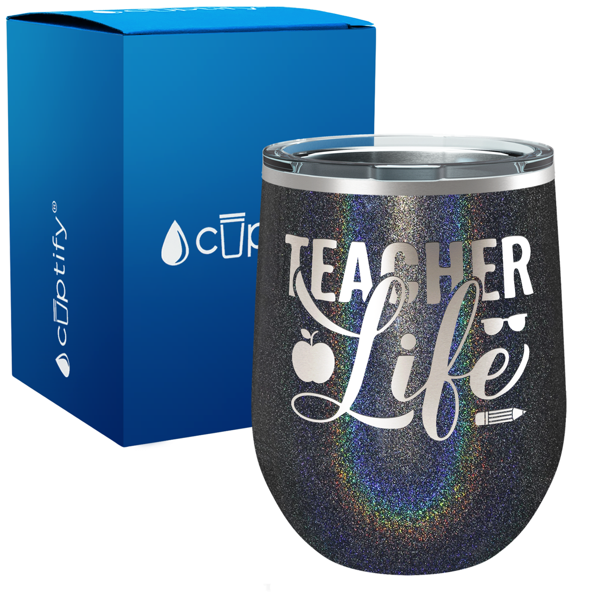 Teacher Life with Pencil 12oz Teacher Wine Tumbler