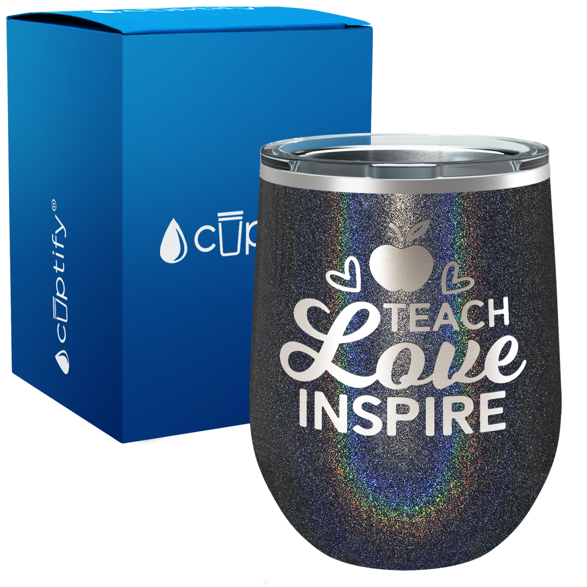 Teach Love Inspire with Apple 12oz Teacher Wine Tumbler