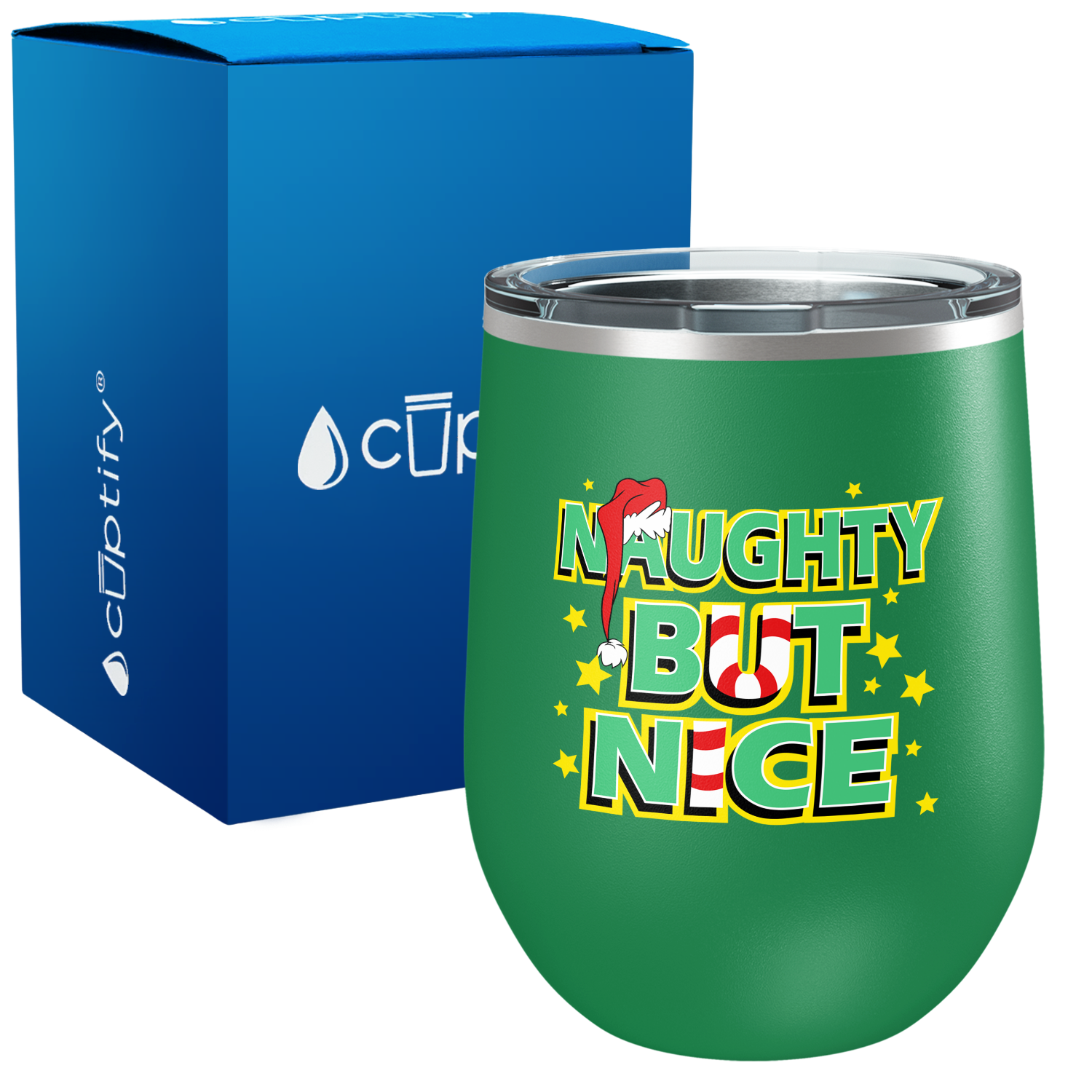 Naughty But Nice on 12oz Christmas Wine Tumbler
