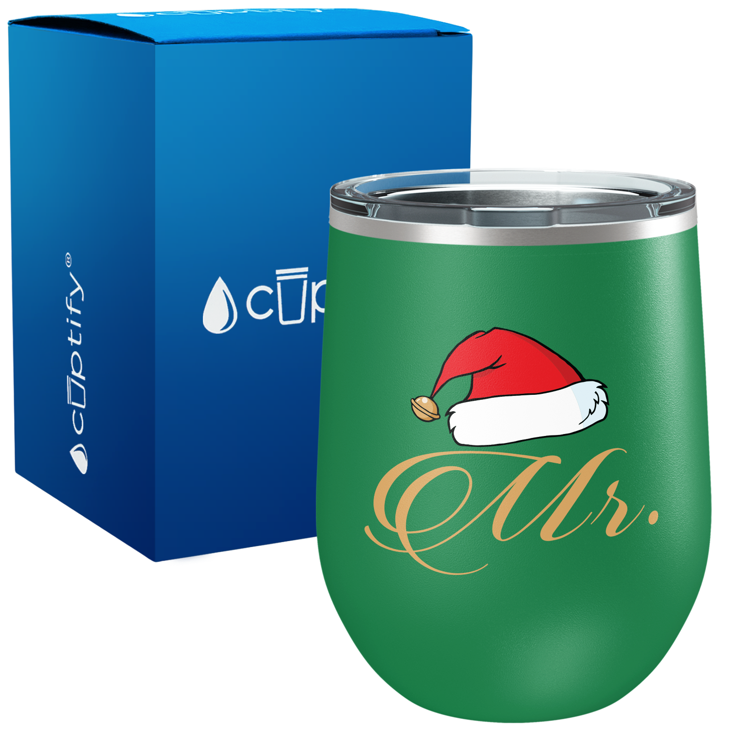 Mr Claus with Santa Hat on 12oz Christmas Wine Tumbler