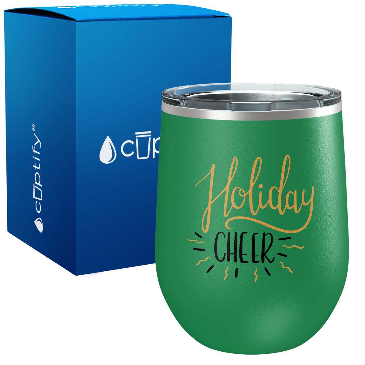 Holiday Cheer on 12oz Christmas Wine Tumbler