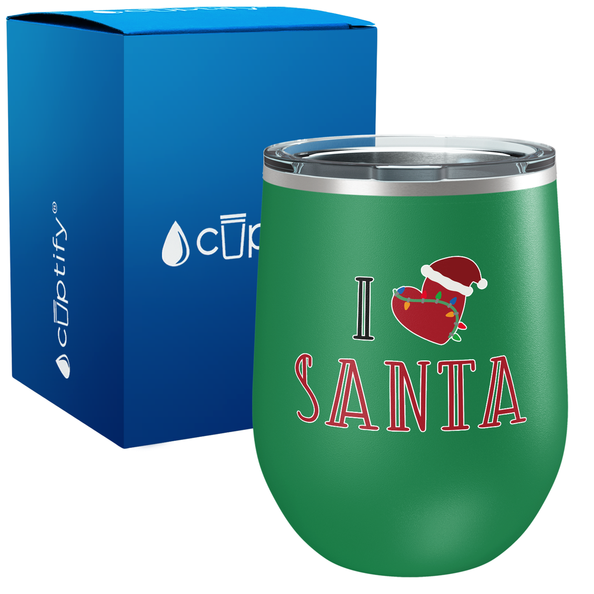 I Heart Santa on 12oz Christmas Wine Tumbler
