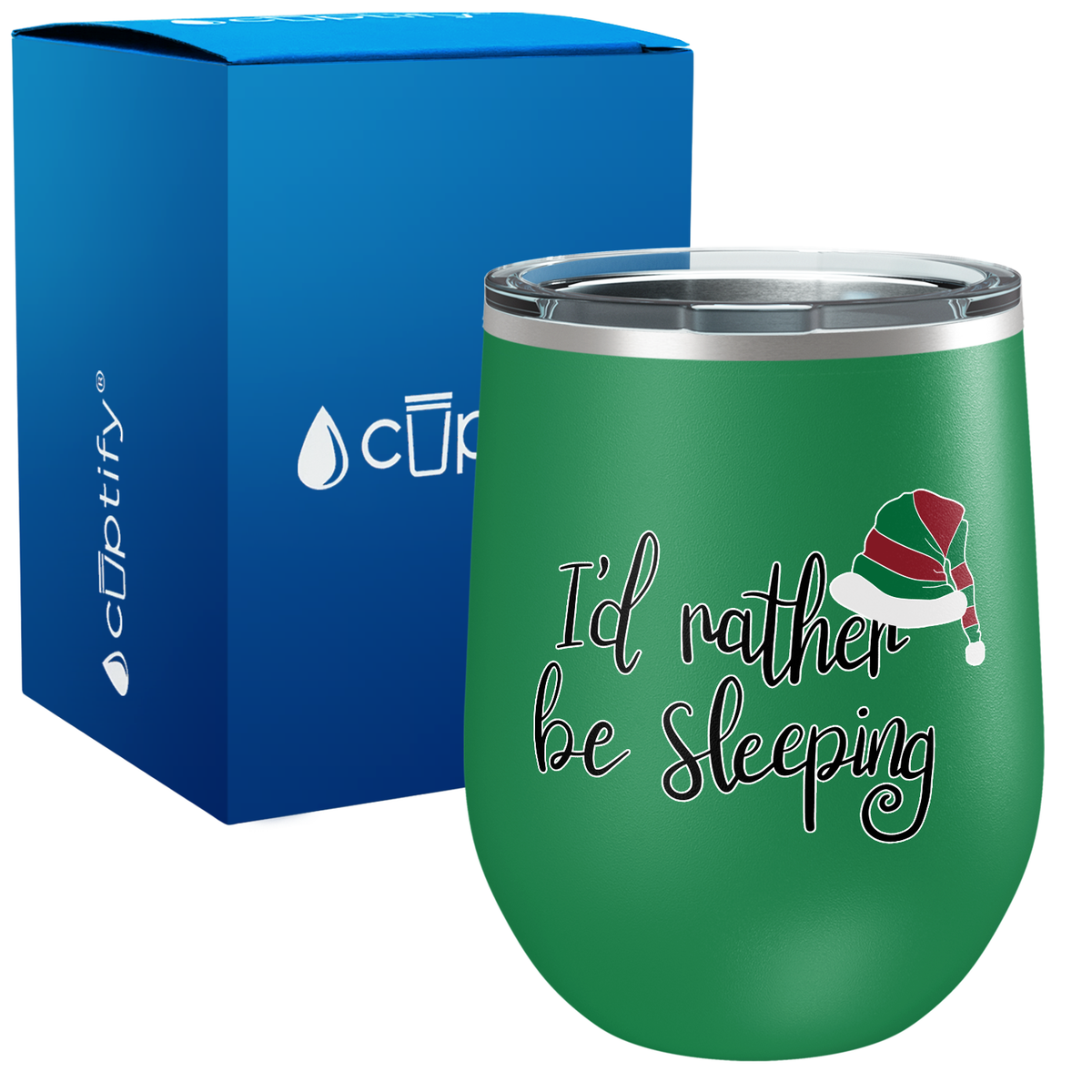 I Rather Be Sleeping on 12oz Christmas Wine Tumbler