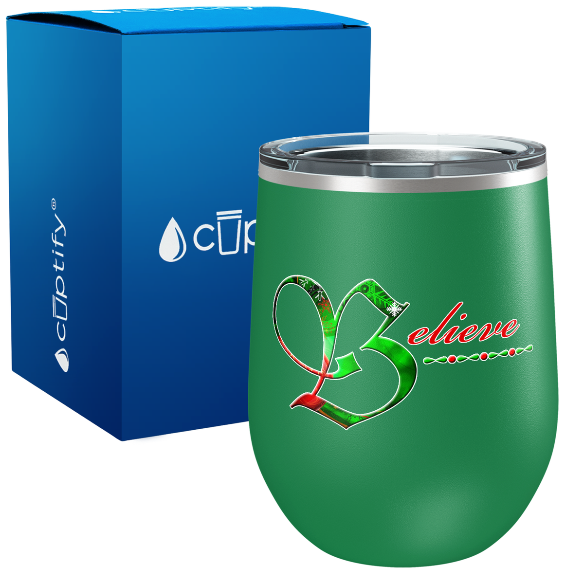 Believe on 12oz Christmas Wine Tumbler