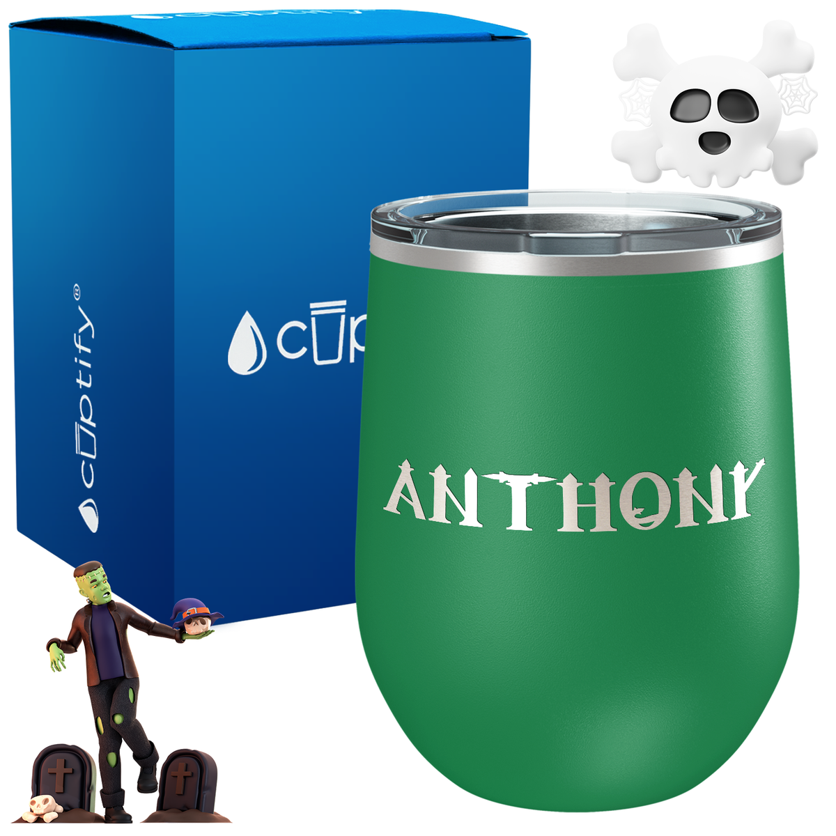 Personalized Creepy Style 12oz Halloween Wine Tumbler