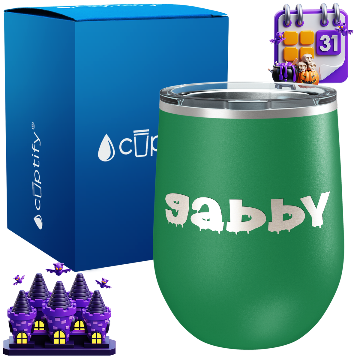 Personalized Haunted Style 12oz Halloween Wine Tumbler